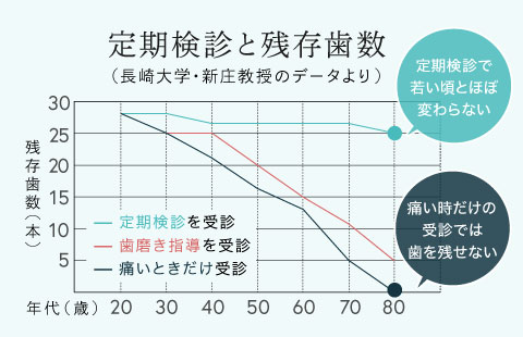 定期検診と残存歯数